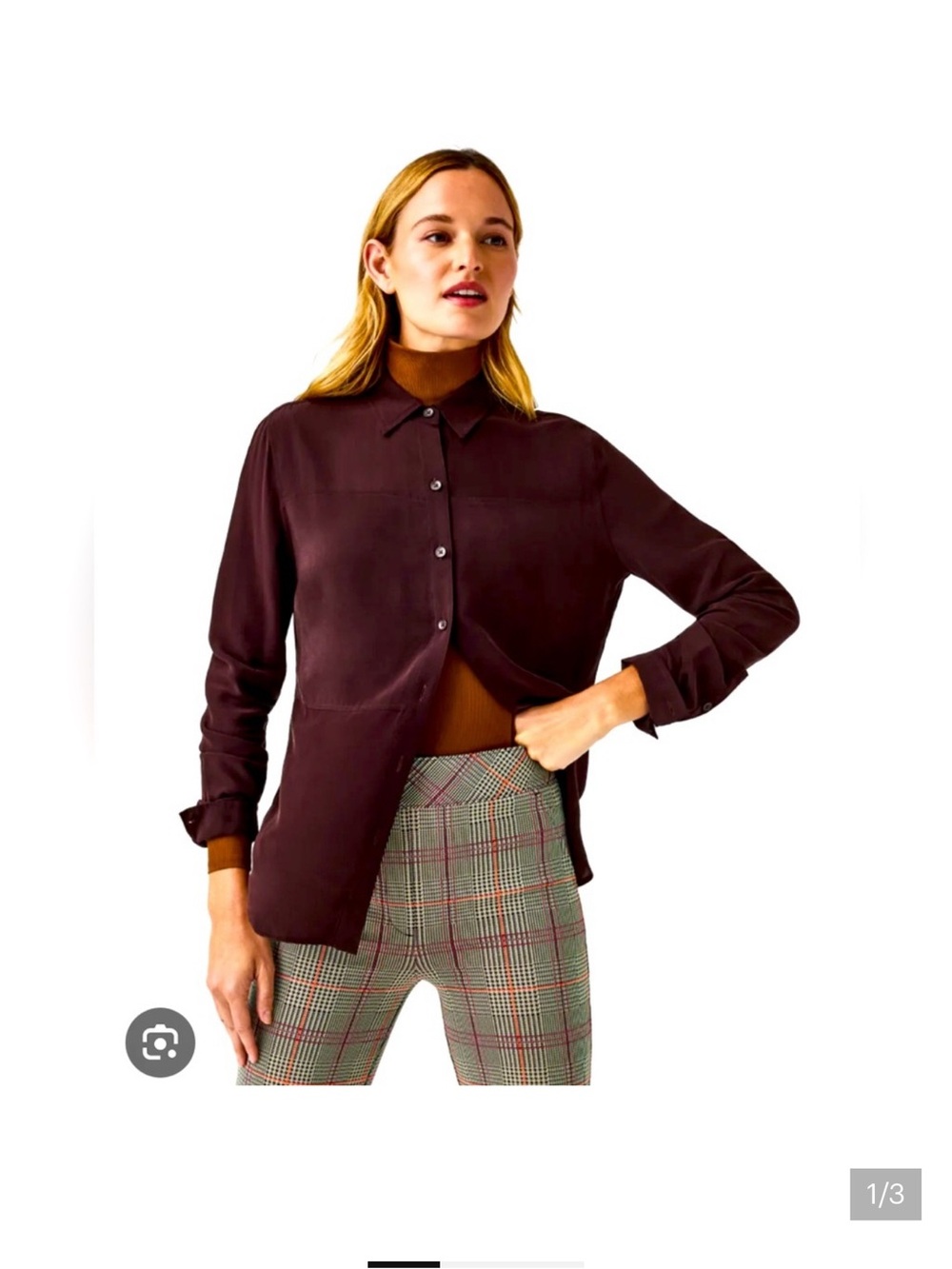 NWT Spanx silk washable buttondown shirt